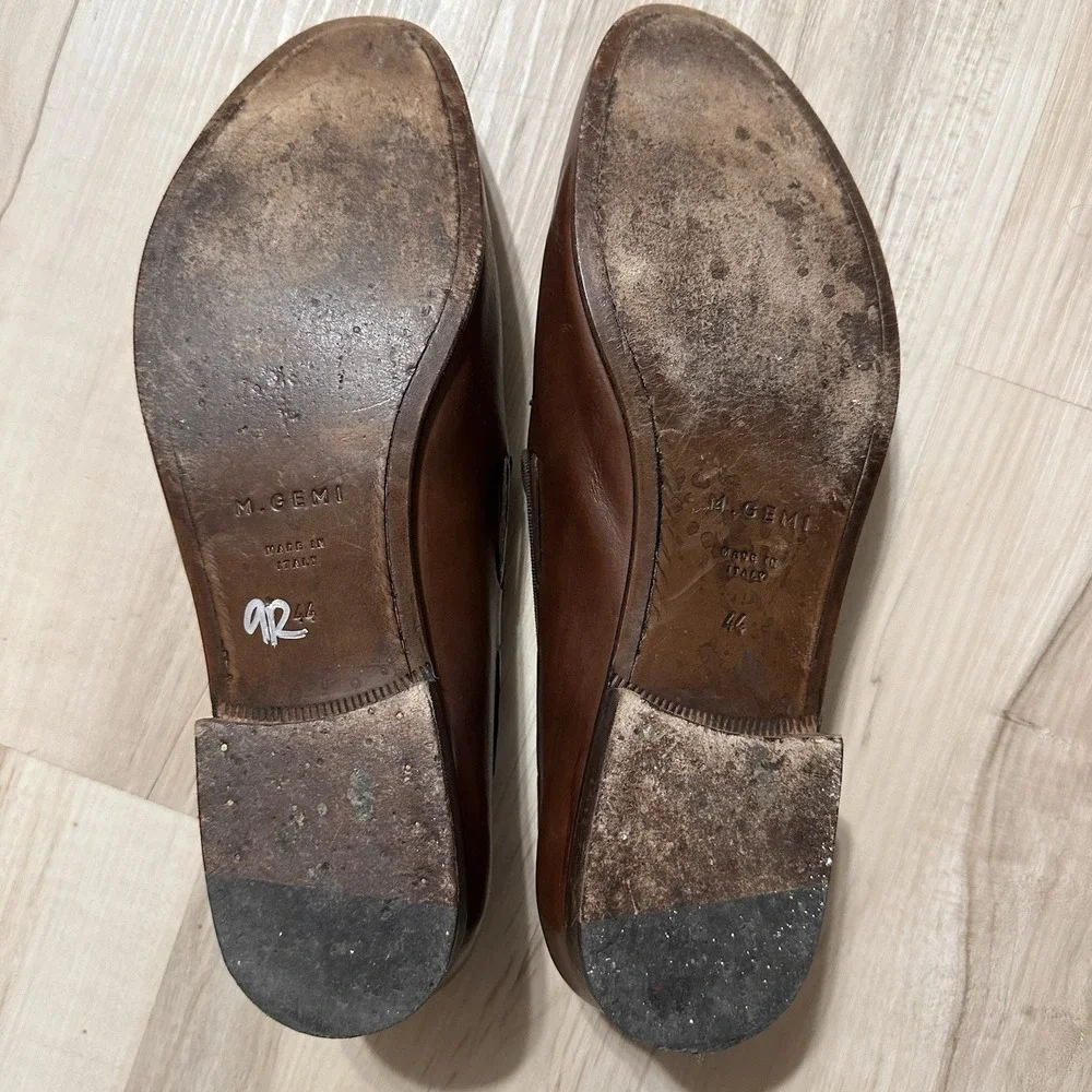 M Gemi Fiocco Tassel Loafers US Size 11 Made In Italy 44 Brown Leather Fast Ship